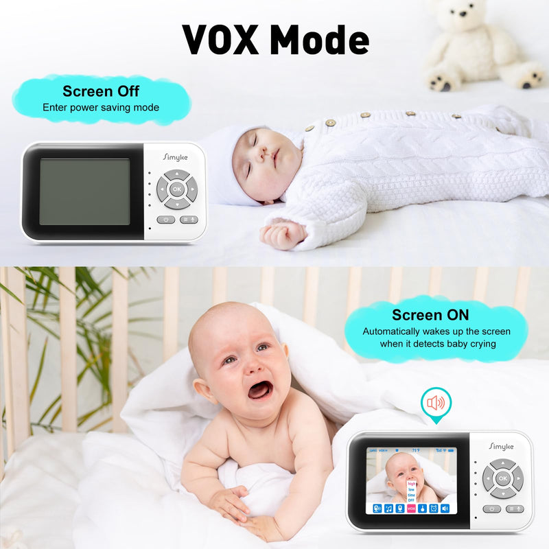 Upgrade Video Baby Monitor,WiFi Baby Camera,2.8" Display and App Control,1200ft Long Range,2 Way Talk,Auto Night Vision,Sound Alert,VOX,Temperature Sensor 5 Lullabies Feeding Remind,Home Use BME28-1