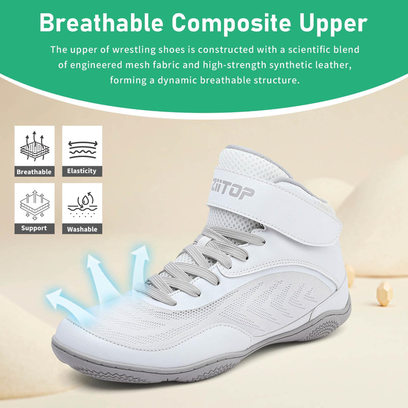 Kids Wrestling Shoes Youth Boys Girls Youth Boxing Shoe Barefoot Hiking Boots Lightweight Breathable Zero Drop Non Slip 12.5 Little Kid White