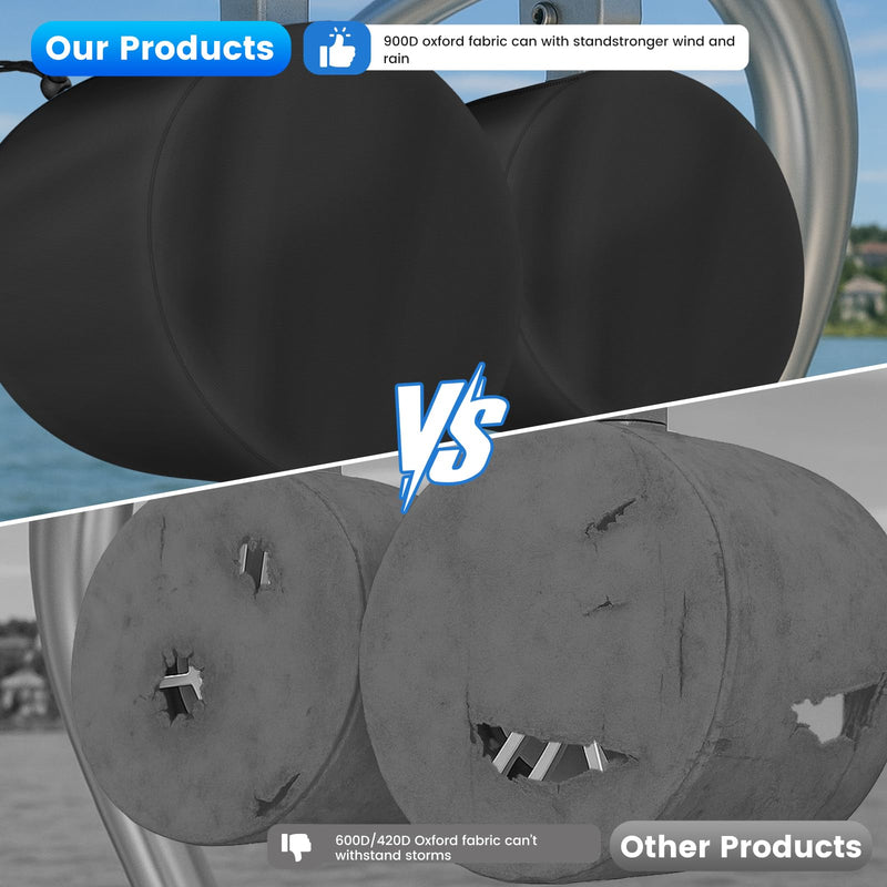 2 Pack Boat Speaker Covers, 900D Waterproof Wakeboard Tower Speaker Cover, Marine Grade UV Resistant Polyester Fabric, 14" H x 14" W x 13" D, Black L:14" H x 14" W x 13" D