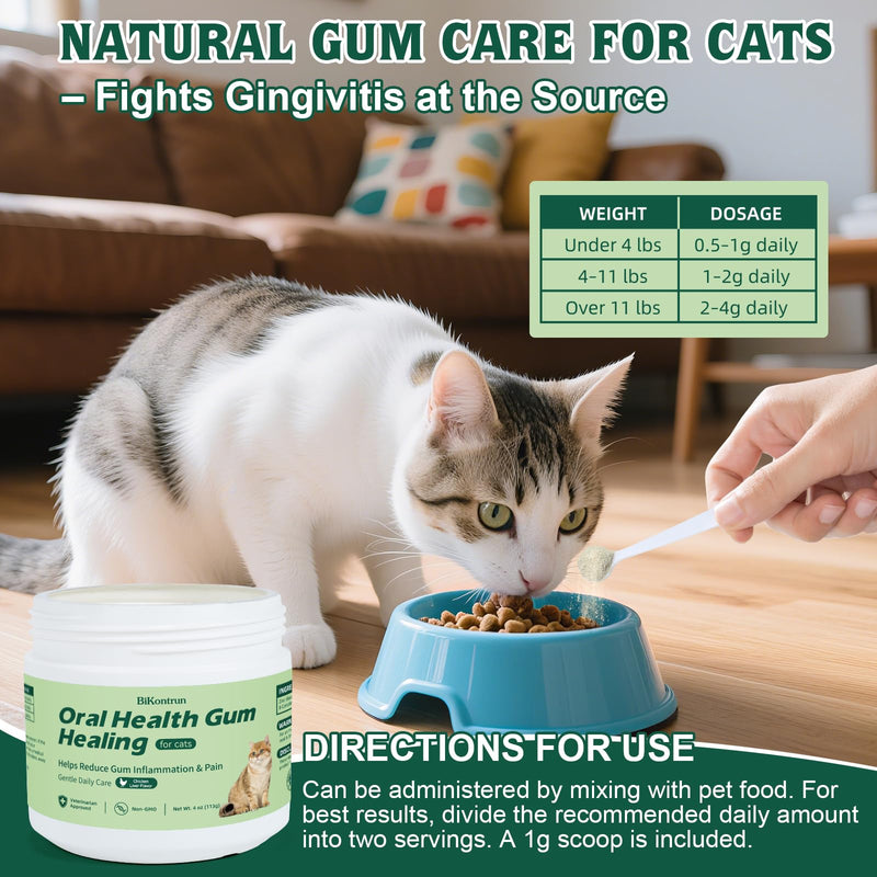 Oral Health for Cats, Cat Gingivitis Treatment, Reduce Gum Inflammation, Redness & Pain, Combats Gum Disease, Natural Plant-Based Active Formula, Cat Oral Care, Gums Health Treatment, 4 oz (113g)