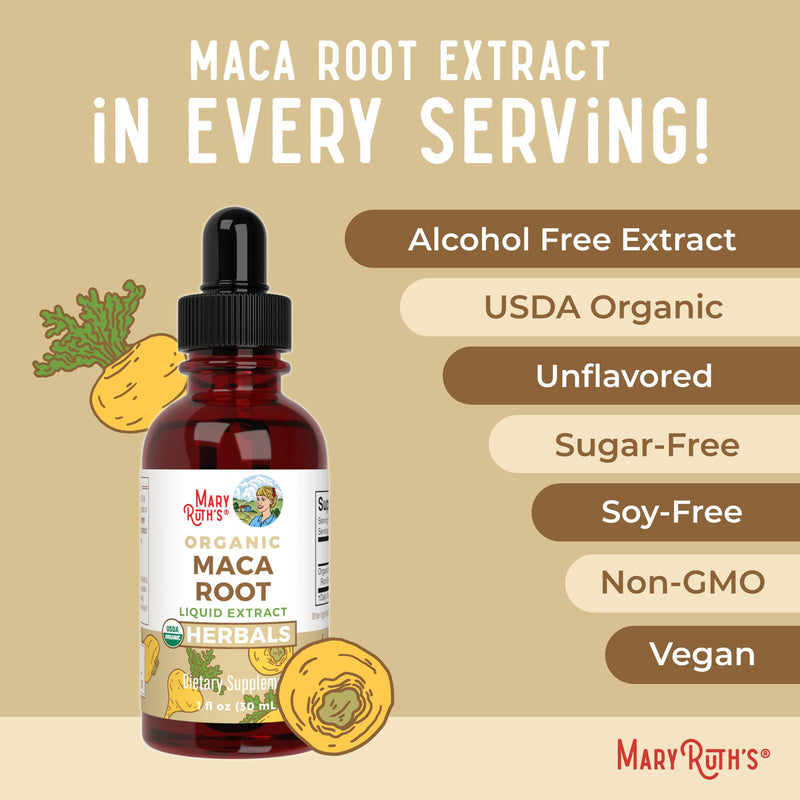 MARYRUTH'S USDA Organic Maca Root Liquid Drops, 1 Fl Oz | Vegan, Non-GMO, Gluten Free, Alcohol Free