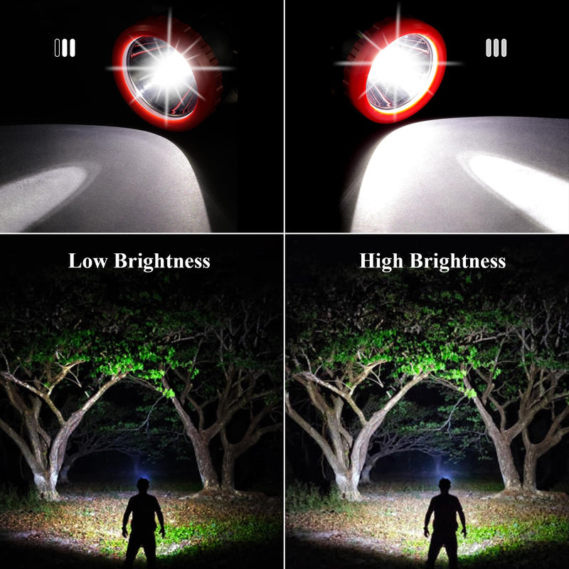 Outdoor Running Headlamp Waterproof Head Lamps for Camping/Hunting/Hiking/Fishing 5200mAh Rechargeable Led Headlights 5.1oz Lightweight Hands Free for Adults