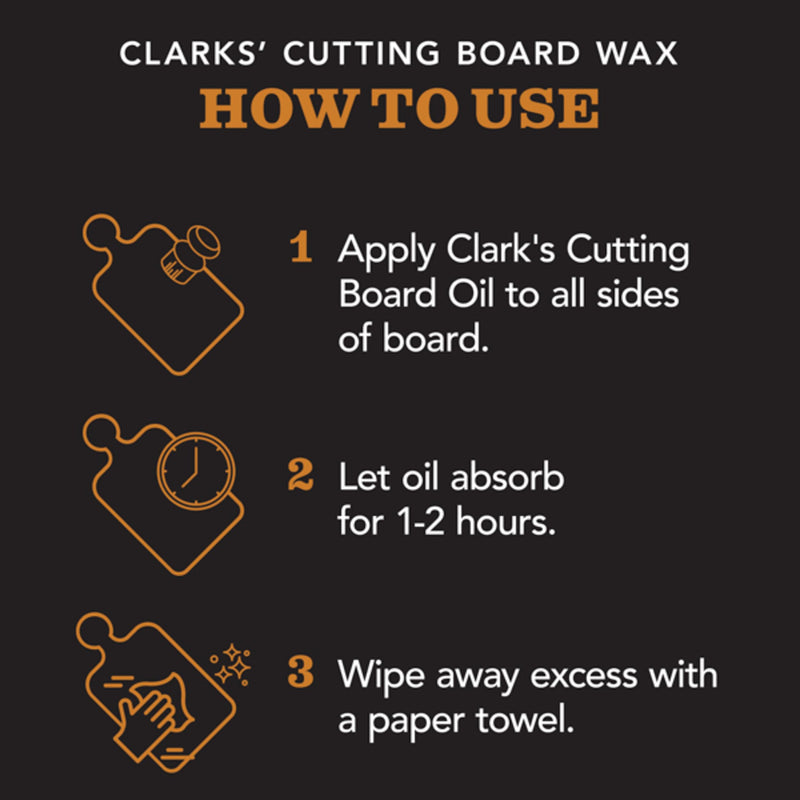 CLARK'S Cutting Board Oil And Wax Kit - All Natural Food Grade Mineral Oil - 2-Step Set To Restore And Preserve Your Boards Natural Beauty - Easy To Apply - 100% Natural Food Grade Ingredients Orange-Lemon (NEW) - BeesActive Australia