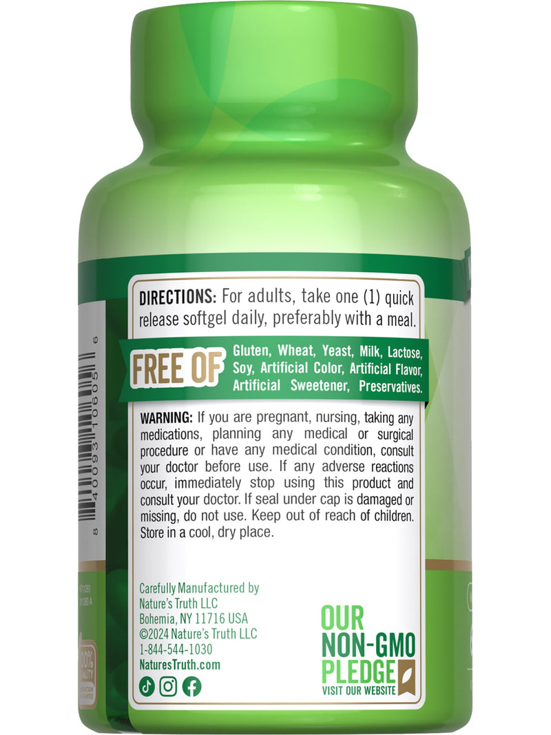 Nature's Truth Vitamin E Softgels | 1000 IU | 60 Count | Non-GMO & Gluten Free Supplement 60 Count (Pack of 1) - BeesActive Australia