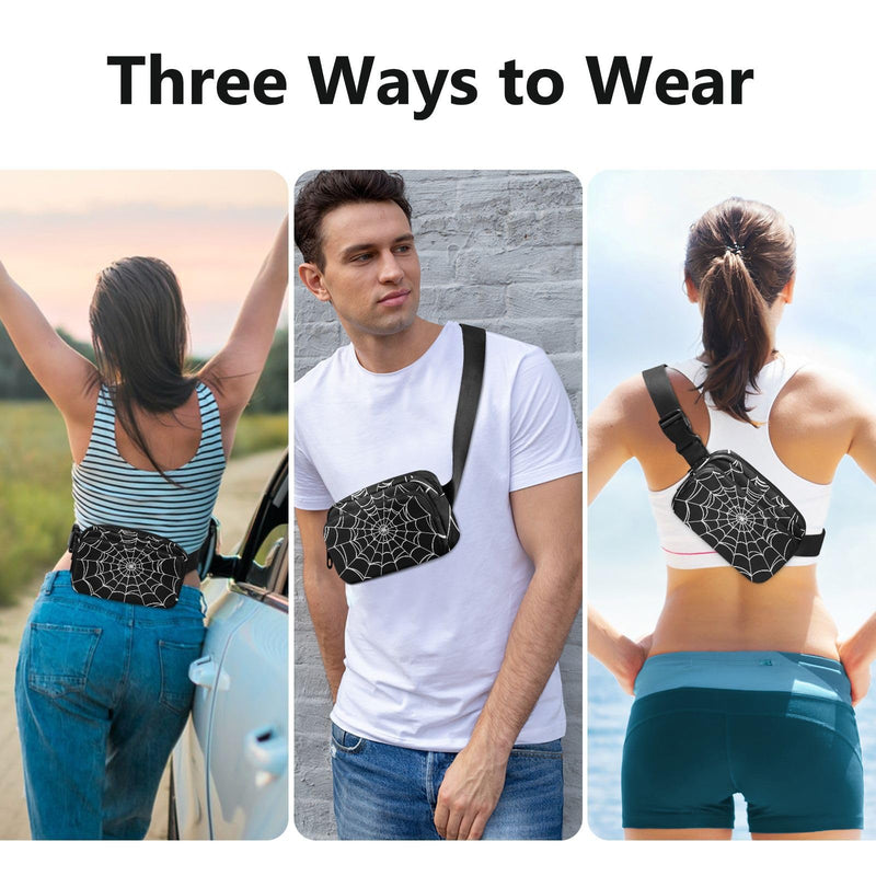 CBBYY Goth Spider Web Fanny Pack for Women Men,Crossbody Waist Bag Pack Adjustable Casual Waist Belt Bag for Travel Running Workout Cycling