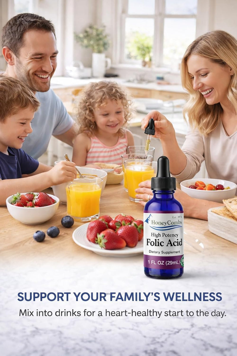 HoneyCombs Prenatal Folic Acid Liquid Drops, 1oz | Folate B9 Supplement, Pregnancy Support and Energy, Alcohol Free Vegetable Glycerin Base, Vegan, Made in USA, 36 Servings 1 Fl Oz (Pack of 1)