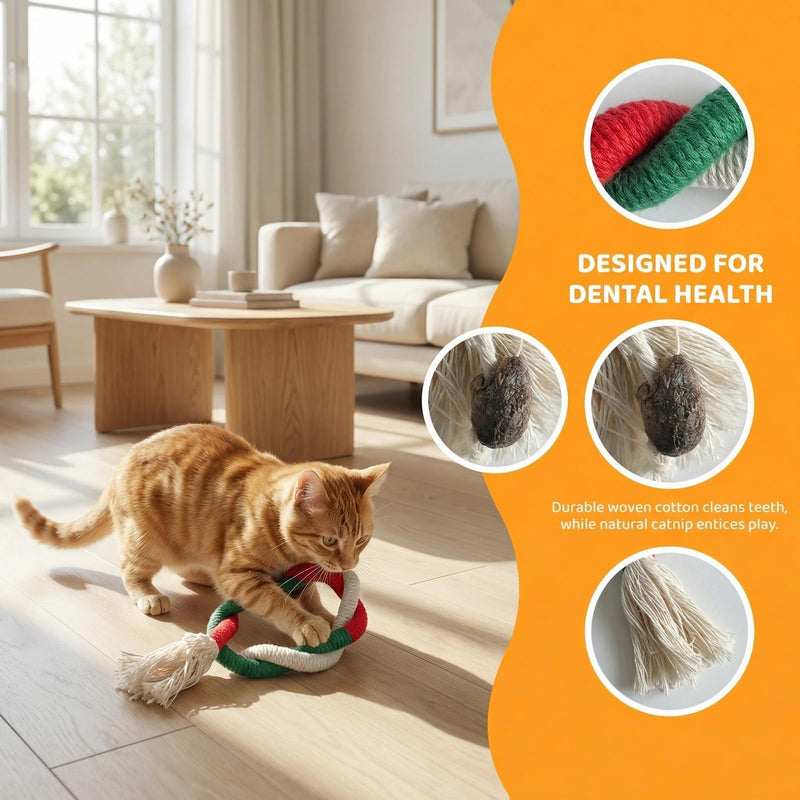 Zirax Catnip Toys for Indoor Cats, Natural Silvervine Sticks & Cotton Rope Cat Chew Toys, Interactive Kitten Teething Toys for Dental Health, Cleaning Teeth, Stress Relief & Boredom (Pack of 6)