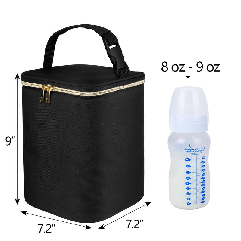 Teamoy Breastmilk Cooler Bag, Baby Bottles Bag for up to 4 Large 9 Ounce Bottles, Perfect for Working Mom Mother, (Bag ONLY), Black Cooler Bag (Pack of 1) - BeesActive Australia