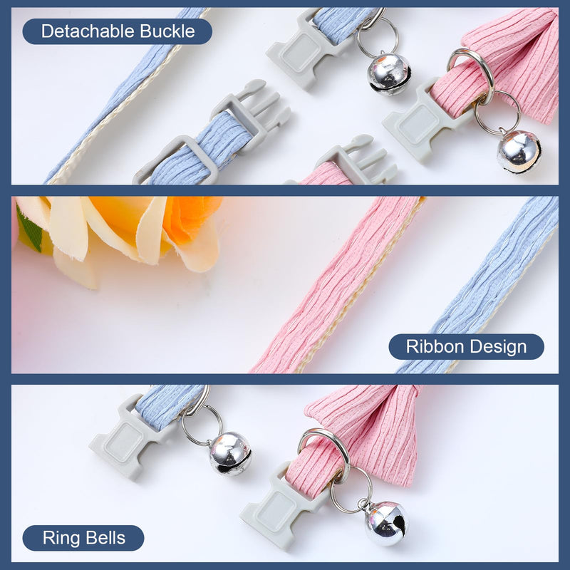 2pcs Cat Collar with Bells, Adjustable Breakaway Kitten Collars with Removable Bowtie, Soft and Comfortable Cat Collars for Cats, Perfect for Daily Wear, Parties, and Special Occasions - BeesActive Australia