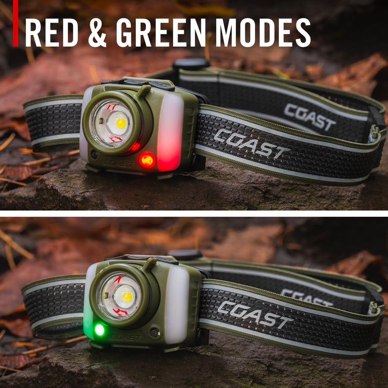 Coast FL97R Voice-Controlled 1200 Lumen Rechargeable LED Headlamp with Pure Beam® Spot & Flood, ARC Lighting, Red & Green Color Modes, Glide Focus™ Radial Arm Dial and USB-C Charge Port, Ocean Blue - BeesActive Australia