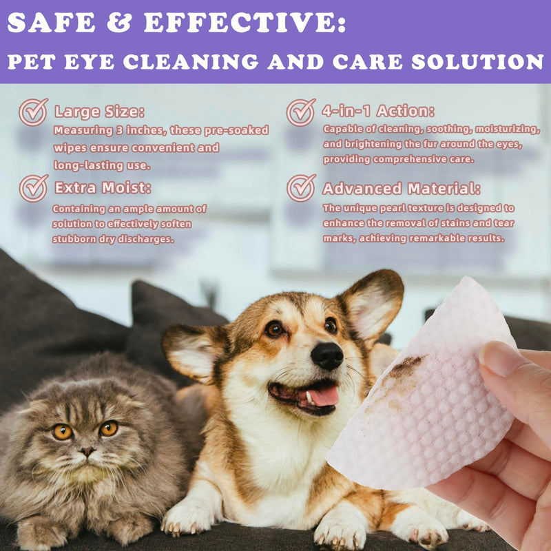 Eyes Wipes for Dogs & Cats - Gently Remove Tear Stain, Eye Debris, Discharge, Mucus Secretions - Coconut Oil Pet Cleaning Grooming Deodorizing Wipes for Eyes, Wrinkle, Face - 120pcs - BeesActive Australia