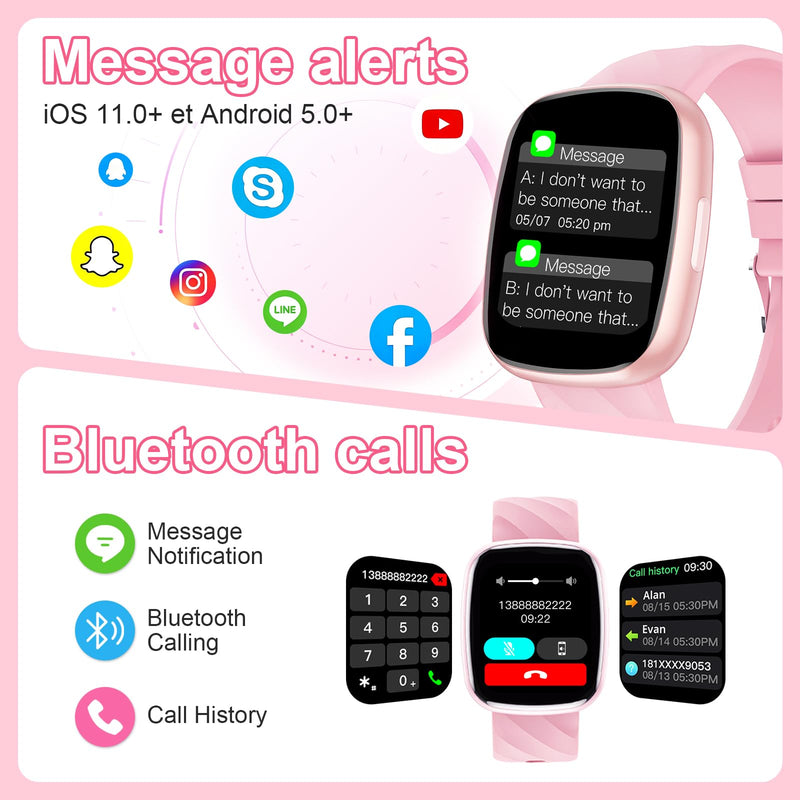 AXYWINBO Smart Watch for Kids-Watches for Girl boy Teens IP68 1.75" Fitness Tracker with Heart Rate Sleep Monitor Pedometer Alarm Clock Games-Kid Sport Watch for 4-14 Ages Girls boy Gift Pink - BeesActive Australia