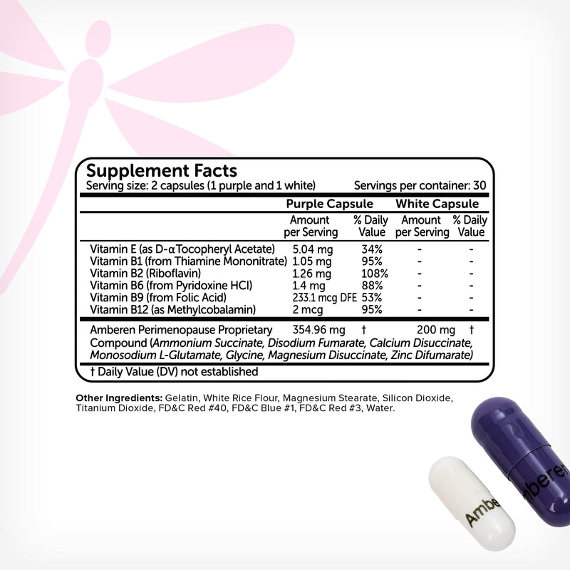 Amberen Perimenopause, Peri-Menopause Multi-Symptom Relief, Vitamin B, Vitamin E & Antioxidants Supplement, Clinically Shown to Help Support Hormone Balance, Hot Flashes & Night Sweats, 60 Count 1 Pack - BeesActive Australia
