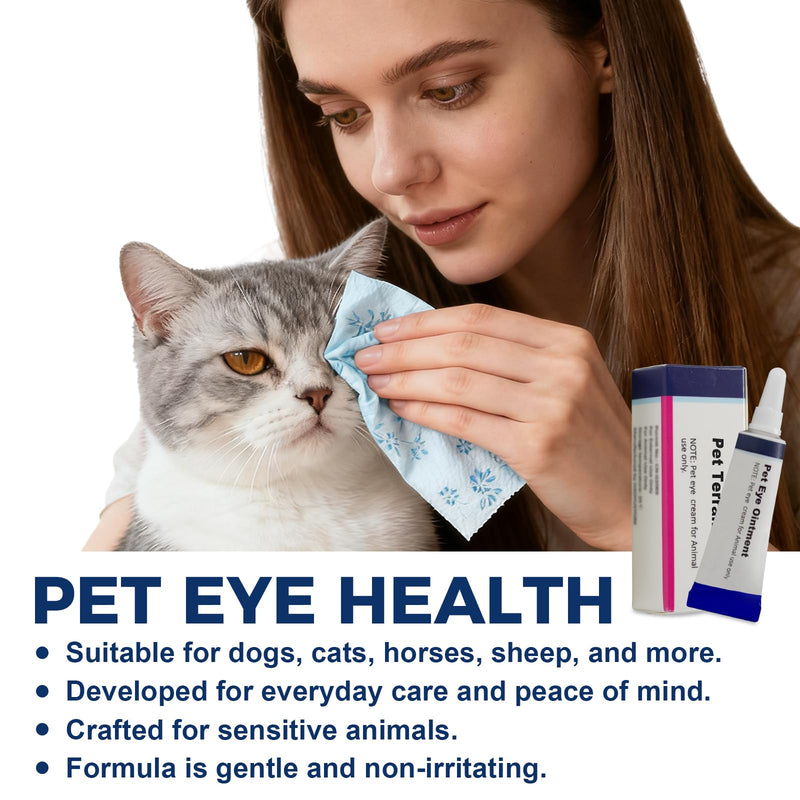Pet Eye Cream, Tube Eye Cream Suitable for Dog, Cat, Cattle, Horse, Sheep, Squirrel, Bird Fit for All Pets (3.5gr/1 Per Tube) 1 Pack