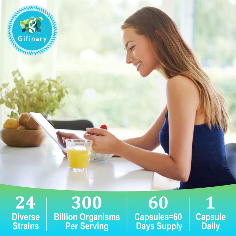 300 Billion CFU Probiotics 24 Strains + 15 Herbs Prebiotics, 60-Day Supply | Prebiotics and Probiotics for Women & Men, Probiotic Prebiotic for Overall Digestive, Gut, Immune, Constipation & Whole-Body 60 Count (Pack of 1)