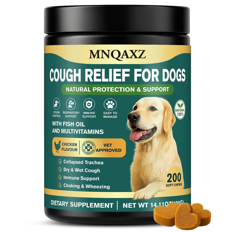 Dog Cough Relief Chews,Kennel Coughing Treatment,Natural Herbal Formula, Relief for Cough and Breathing Discomfort-100% Natural Respiratory Support,Safe Suppressant Treats 200pcs