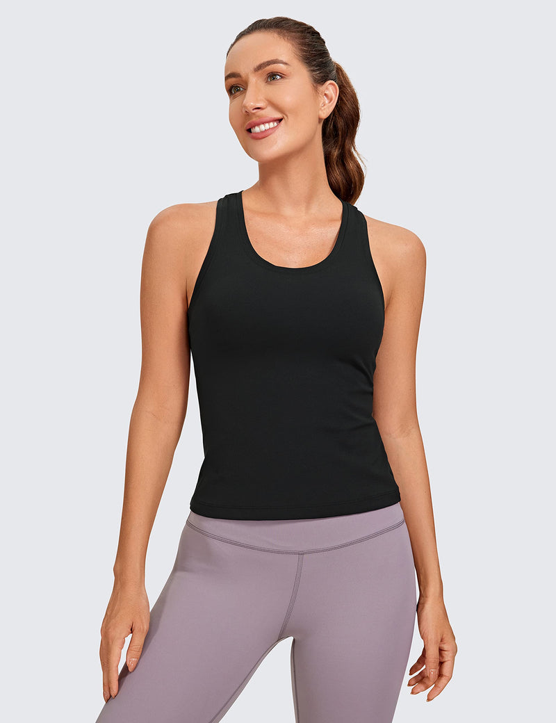 CRZ YOGA Butterluxe Racerback Tank Tops for Women - Yoga Workout Casual Gym Athletic Camisole Tight Sleeveless Shirts Medium Black
