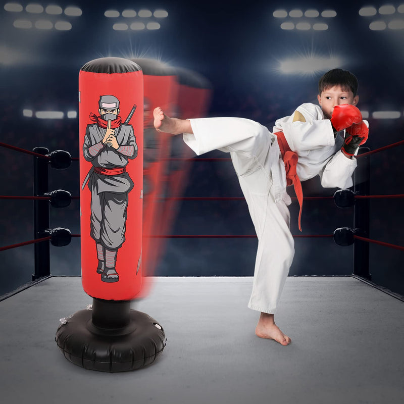 47" Kids Punching Bag with Boxing Gloves – Inflatable Boxing Bag for Boys & Girls, Standing Training Toy for Fitness & Stress Relief - BeesActive Australia