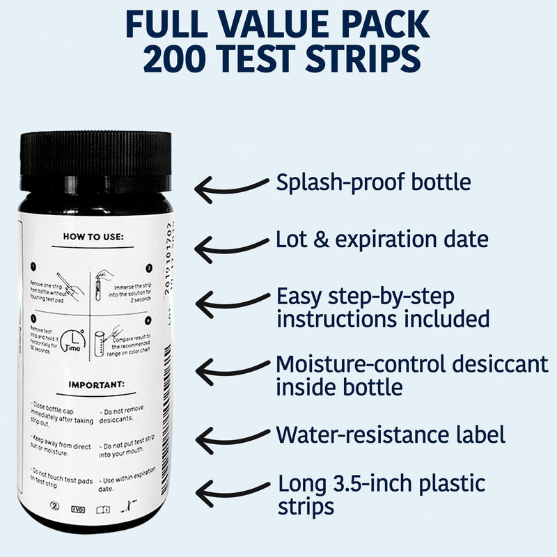 200 Chlorine Test Strips for Food Service 0-500 ppm (Value Pack) - Bleach Sanitizer Test Strips Food Service - Sanitizer Testing Strip - Chlorine Tester - Restaurant Supplies 200 Strips