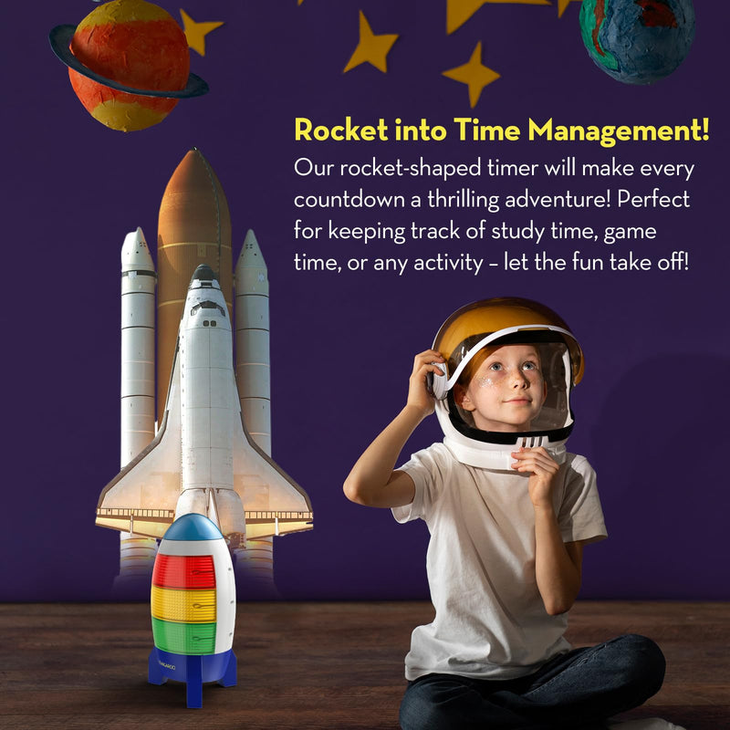 Ted Kangaroo Countdown Timer! Blast Off Visual Timer for Kids with Audio Rocket, 0-24 Hour Countdown, Memory Function, Red Yellow Green Light, Easy Setup, Battery Operated for Classroom and Home Use