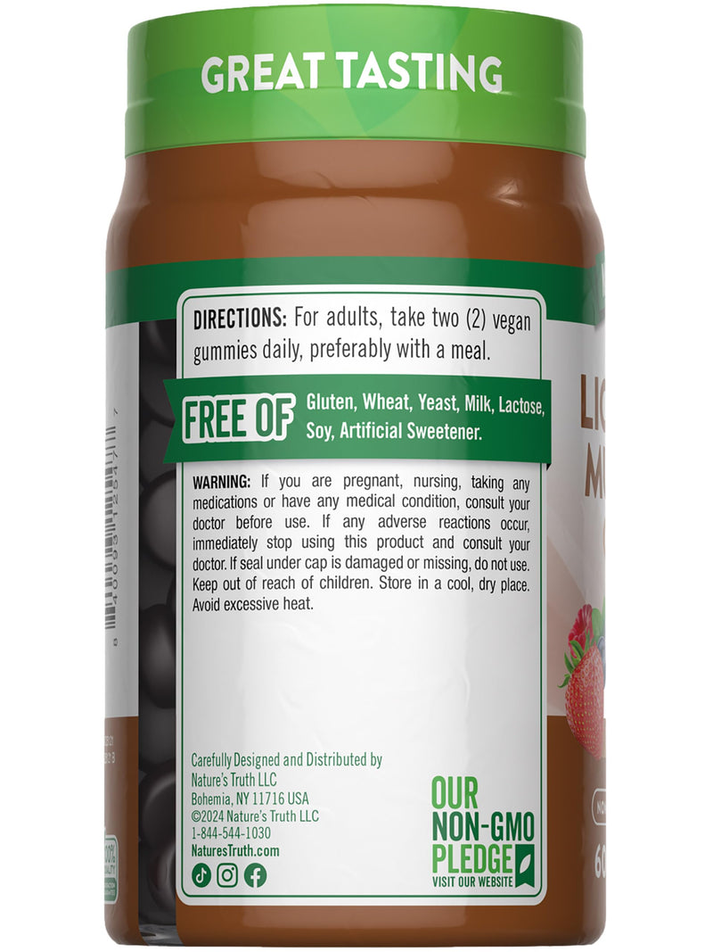 Nature's Truth Lion's Mane Gummies for Adults | 60 Count | Mixed Berry Flavor | Vegan, Non-GMO, & Gluten Free Supplement