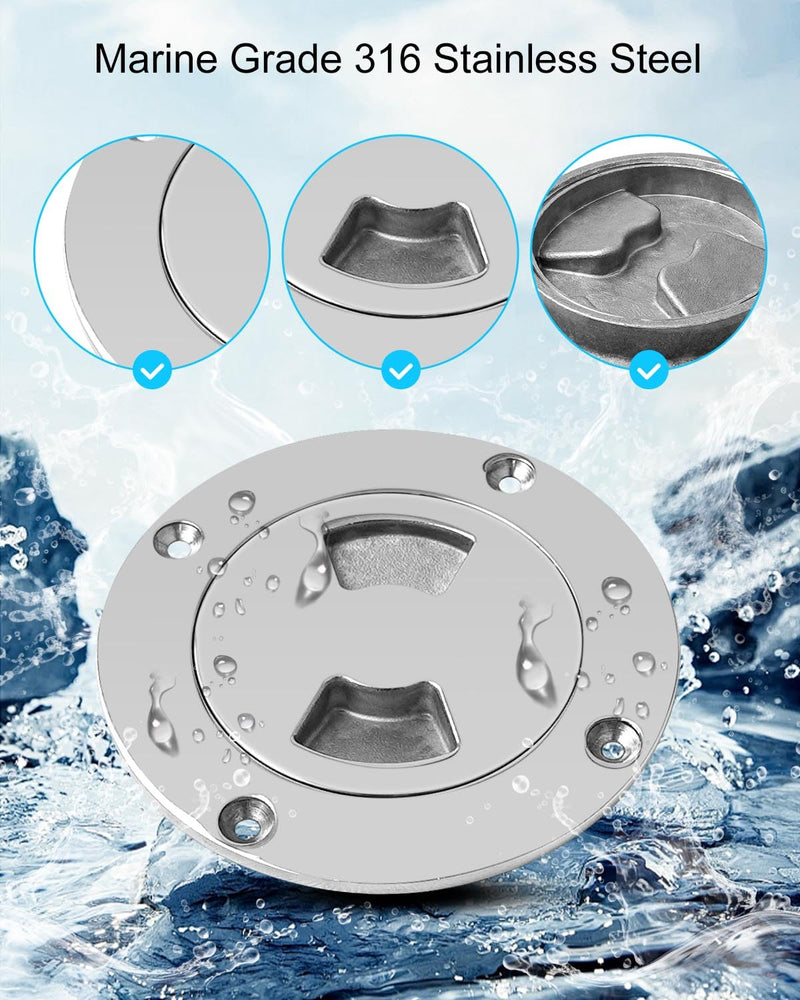Round Boat Hatch Cover Used for Inspection Hatch Cap, Non Slip Detachable Cover for Marine Boat Yacht Black Boat Hatch 3'' 316 Stainless Steel