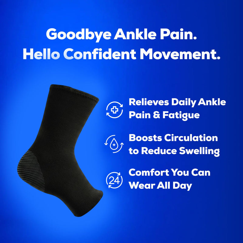 SB SOX Ankle Brace for Men & Women (1 Pair) - Ankle Support Stabilizer for Sprained Ankle, Sports, Achilles Tendonitis - Compression Ankle Sleeve Solid - Black Medium