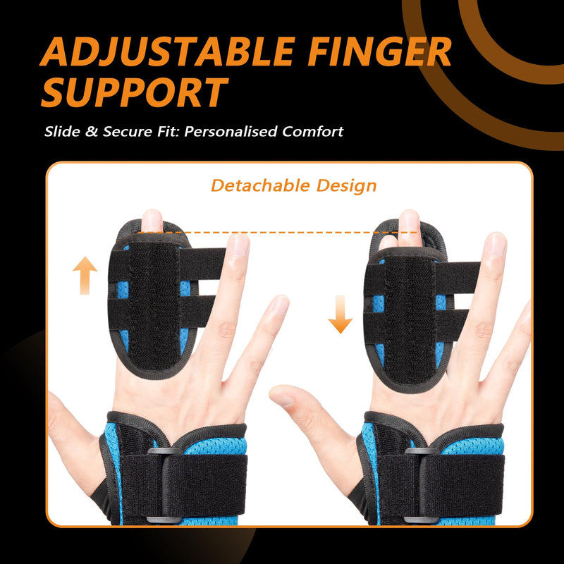 2 Finger Splint for Trigger Finger, Broken Fingers, Knuckle Sprains - Double Finger Support for Index, Middle, Ring Finger, Unisex Sizes, Right Hand, M