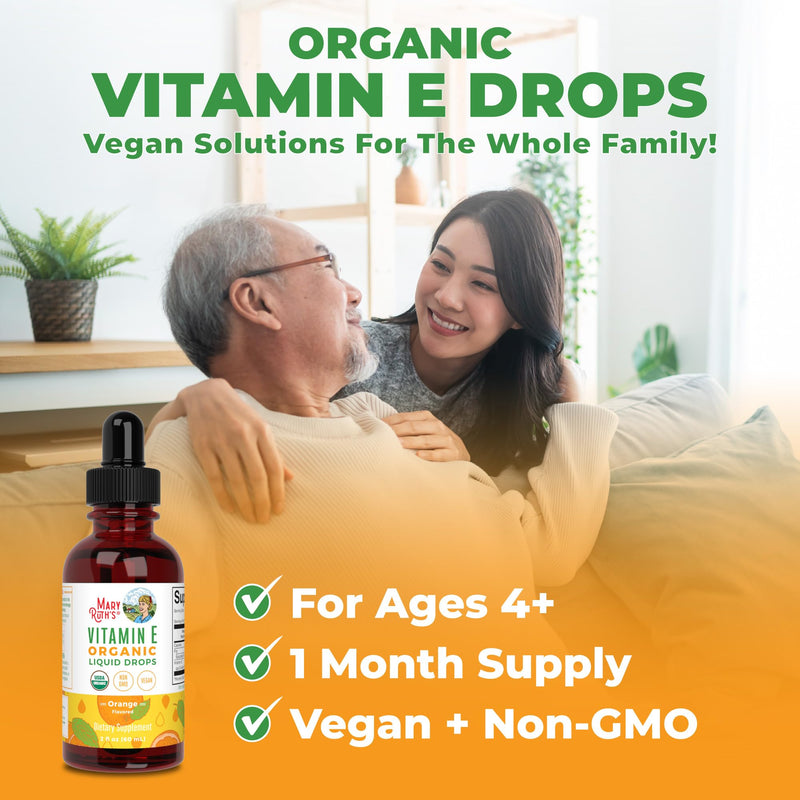 MaryRuth Organics USDA Vitamin E Liquid Drops 2 Month Supply | Bone and Joint Health | Cognitive Health for Adults and Kids | Sugar Free, Vegan, Non-GMO, Gluten Free | 2 Ounces - BeesActive Australia