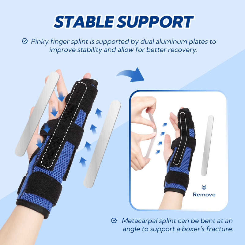 Pinky Finger Splint, Trigger Finger Splint for Ring Finger, 4th or 5th Broken Finger Splint, Metacarpal Finger Splint for Boxer's Fracture, Ulnar Nerve, Arthritis, Fits Left & Right Hand, M