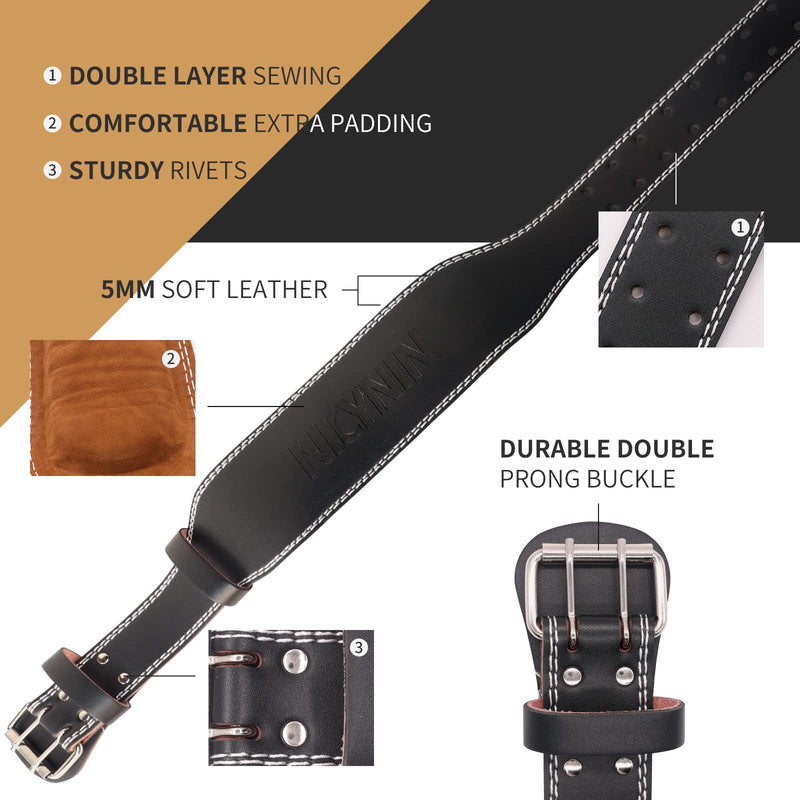 Leather Weightlifting Belt, Weight Lifting Belt 4 Inch Wide for Men Women, Gym Lever Belts -Lower Back Support- for Workout, Powerlifting, Squats, Deadlifts, Cross Training Black Large 29.9"-39.6" (Waist size not pant size)