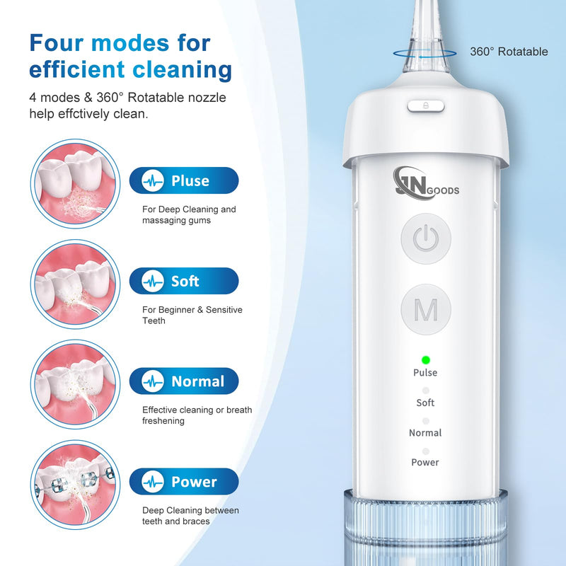 Mini Cordless Portable Water Flosser Oral Irrigator Water Teeth Cleaner Pick, Telescopic Water Tank, 4 Modes & IPX7 Waterproof, Home & Travel Water Flossers for Teeth, Braces Bridges Care. Blue