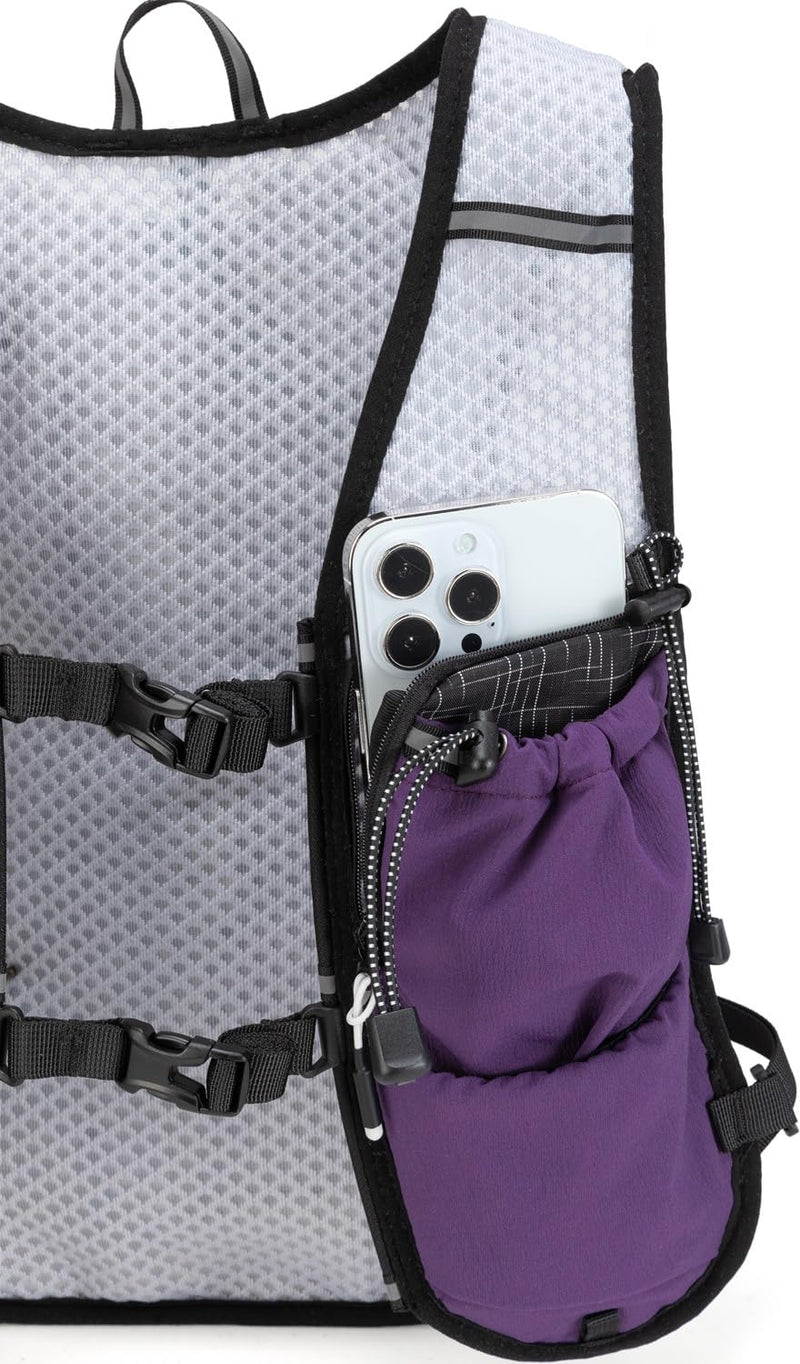 Lightweight Running Vest for Women & Men Hydration Backpack Pack with 1.5L Water Bladder Bag Running Gear Accessories for Hiking Marathon Trail Cycling Purple