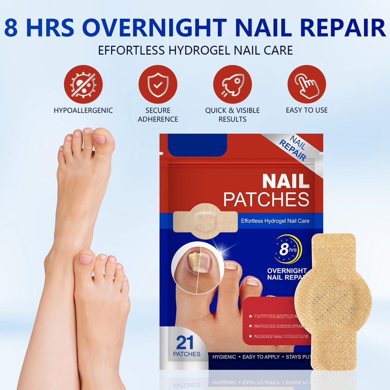 Toenail Treatment Extra Strength - Nighttime Nail Patches,Overnight Toe Nail Treatments for Damaged Nails Foot Nails Repair and Care (42Pcs) 42Pcs