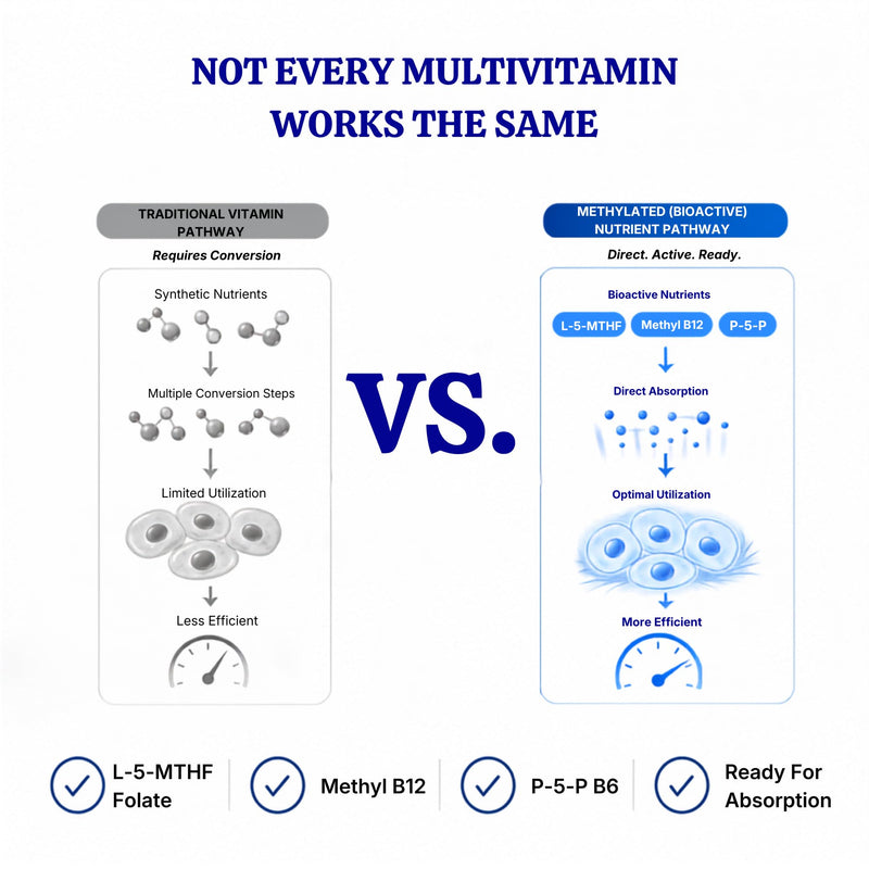 Methylated Multivitamin with 5-MTHF Folate & Methyl B12, 180 Capsules | Multivitamin for Men and Women with bioavailable B vitamins, B2, B6 & folate to support methylation and wellness