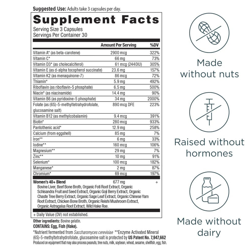Ancient Nutrition Methylated Multivitamin for Women 40+ | Multi Vitamin & Immune Support with Vitamin D, C, Magnesium, Methylated Vitamin B, Stress, Sleep Support, Bone Health, 90 Ct Women's 90 count