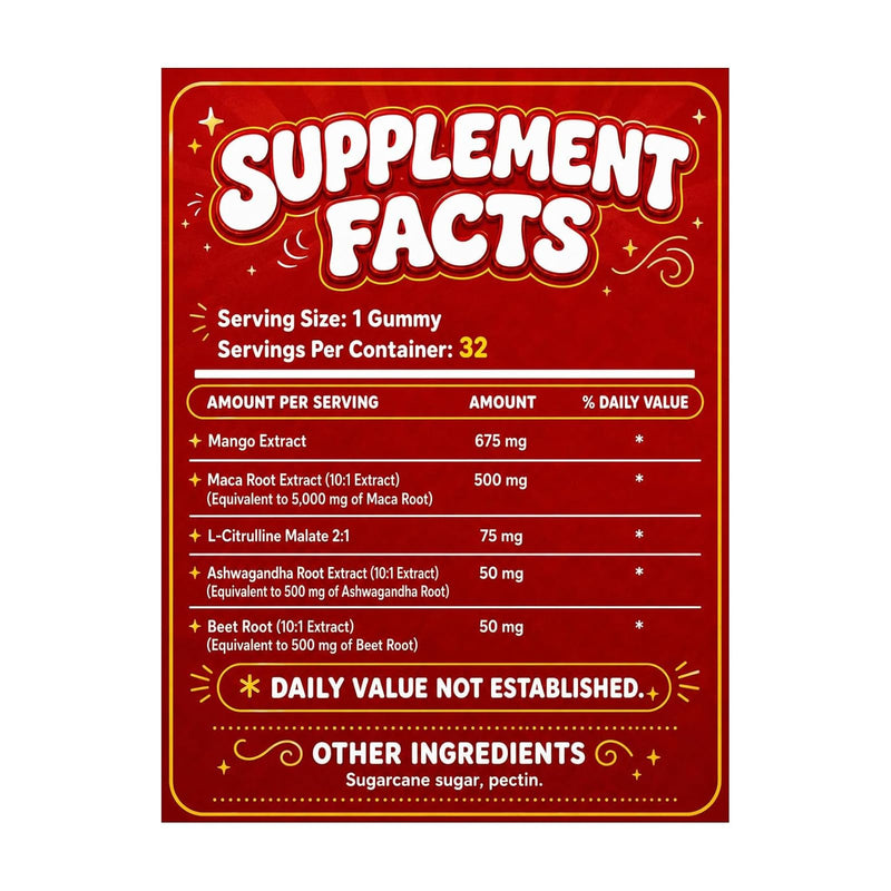 Kinky Cubes Gummies Mango Flavor, 32 Count | Maca, mango, beet root, ashwagandha and L-citrulline,Botanical-Inspired Blend for Shared Moments