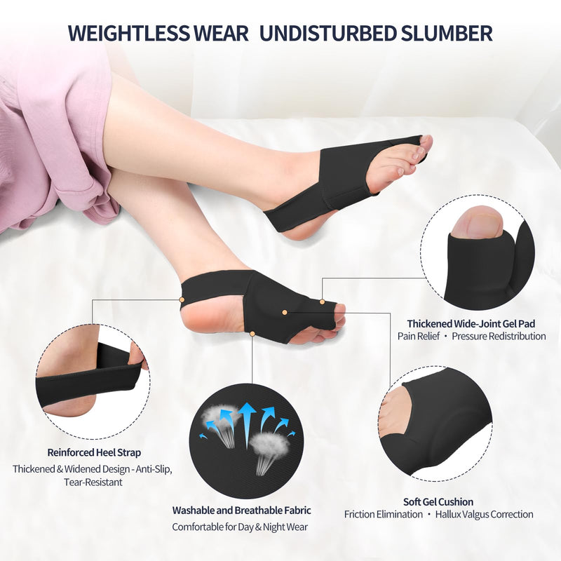 2PCS Bunion Corrector for Women & Men Big Toe, Bunion Relief Toe Straightener Bunion Splint Anti-Slip Heel Strap Comfortable Breathable for Day and Night Wear Black XL X-Large - BeesActive Australia