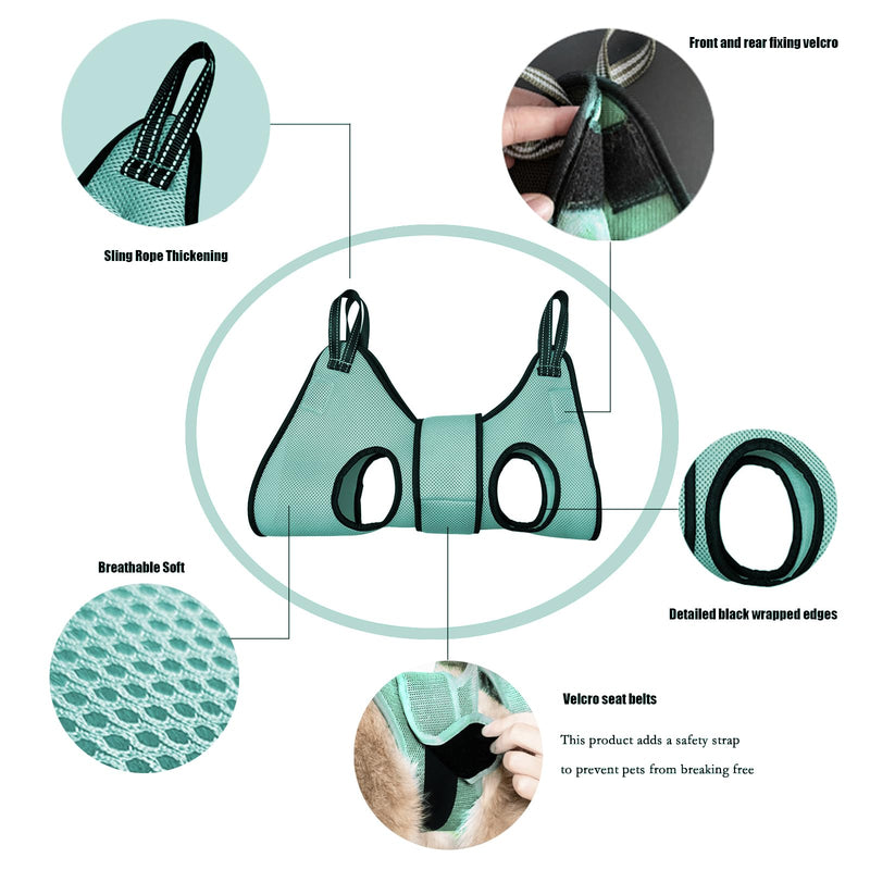 Pet Grooming Hammock with Safety Belt for Nail Trimming and Bathing - Cat and Dog Grooming Harness with Claw Care Bag (XS, Check Size Chart) XS blue
