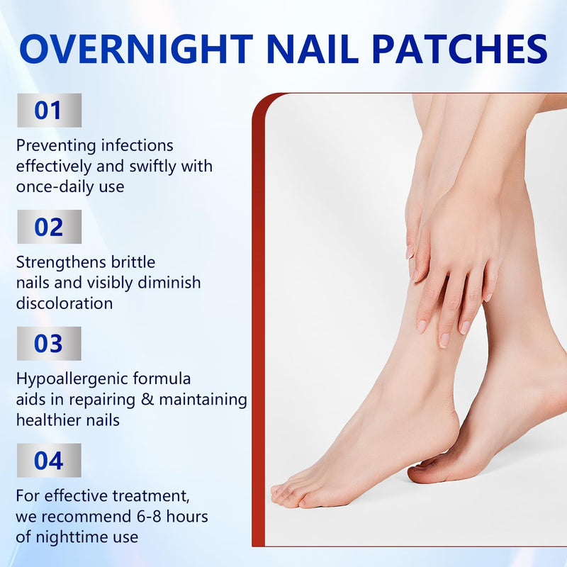 Nail Patches, 8-Hour Overnight Treatment, Fast-Acting Toenail Repair Patches, 21 Patch,for Damaged Nails Foot Nails Repair and Care,Strengthens Brittle Nail (21 Patch*2) 2 PCS