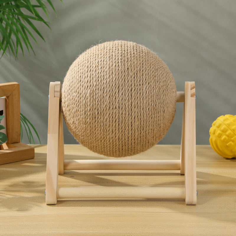 STOBOK Cat Scratcher with Wood Scratching Ball - Cats and Kittens Indoor Toy for Claw Care and Exercise - Round Scratching Board Spinning Ball Interactive Rabbit Pet Supplies for Home and Shops