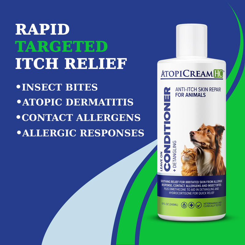 AtopiCream HC Leave-in 1% Hydrocortisone Conditioner Moisturizer for Dogs with Dry, Itchy Skin and Allergies, Pet Itch Relief, 8 oz - BeesActive Australia