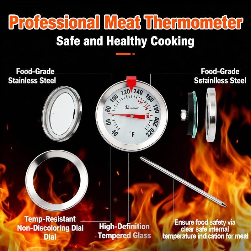Instant Read Meat Thermometer 2'' Cooking Thermometer Kitchen Thermometer for Cooking for Liquid, Steak, Turkey Temp Checking Analog-Classic No-frills