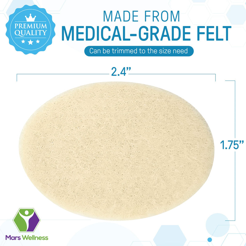 Oval Shaped Felt Callus Protective Pads - Adhesive Foot Pads That Surround Calluses from Rubbing On Shoes - 1/8" - 25 Pack - BeesActive Australia