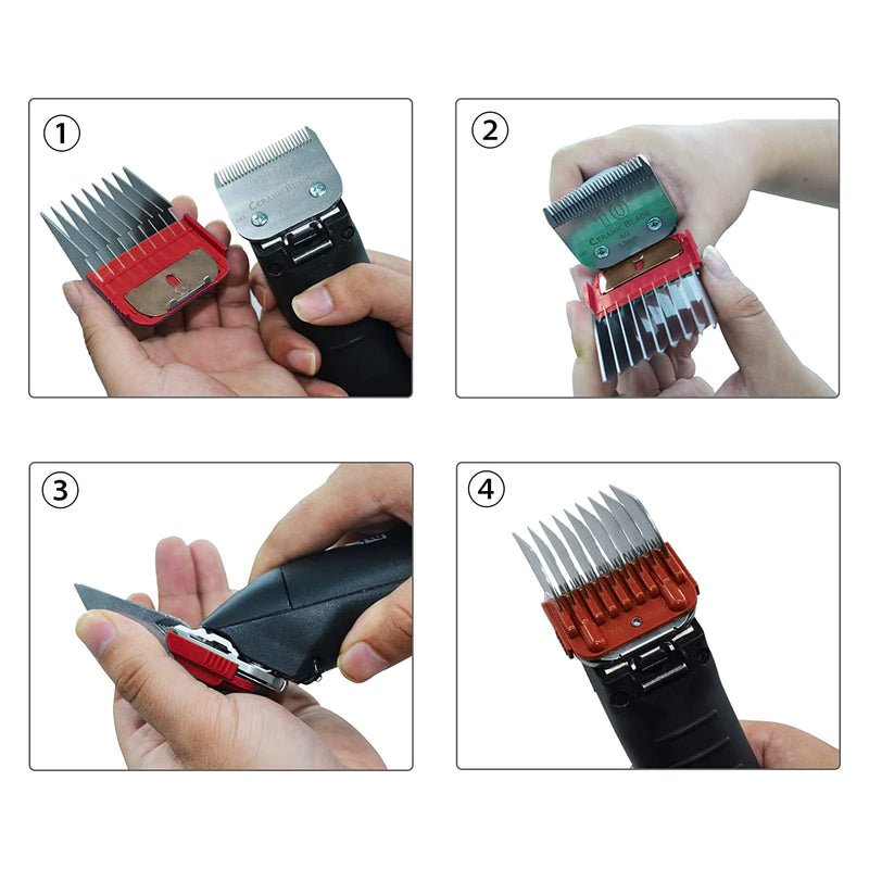 COSYONALL Animal Stainless Steel 5 Color Dog Guide Comb Set,Cutting Length 1/8"-5/8" for 10#/15#/30# A5 Detachable Blade,Compatible with Andis, Oster A5, Wahl KM Series Clipper Guards 5 PACK(3MM-16MM) - BeesActive Australia