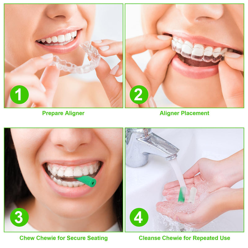 20 Pcs Chewie For Invisalign Aligners, Aligner Tray Seaters For Invisible Braces, Dental Aligner Trays Seater Chewie, Orthodontic Aligners Teeth Chompers Unscented Flavor Pack Of 2 (Unscented) - BeesActive Australia