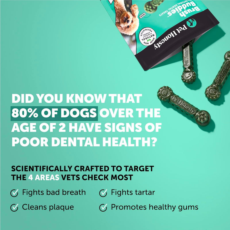 Pet Honesty Dog Dental Care Virtual Bundle – Dental Finger Wipes (30 Ct) + Brush Buddies Dental Sticks for Small Dogs (25 Ct) – Teeth Cleaning, Plaque & Breath Support