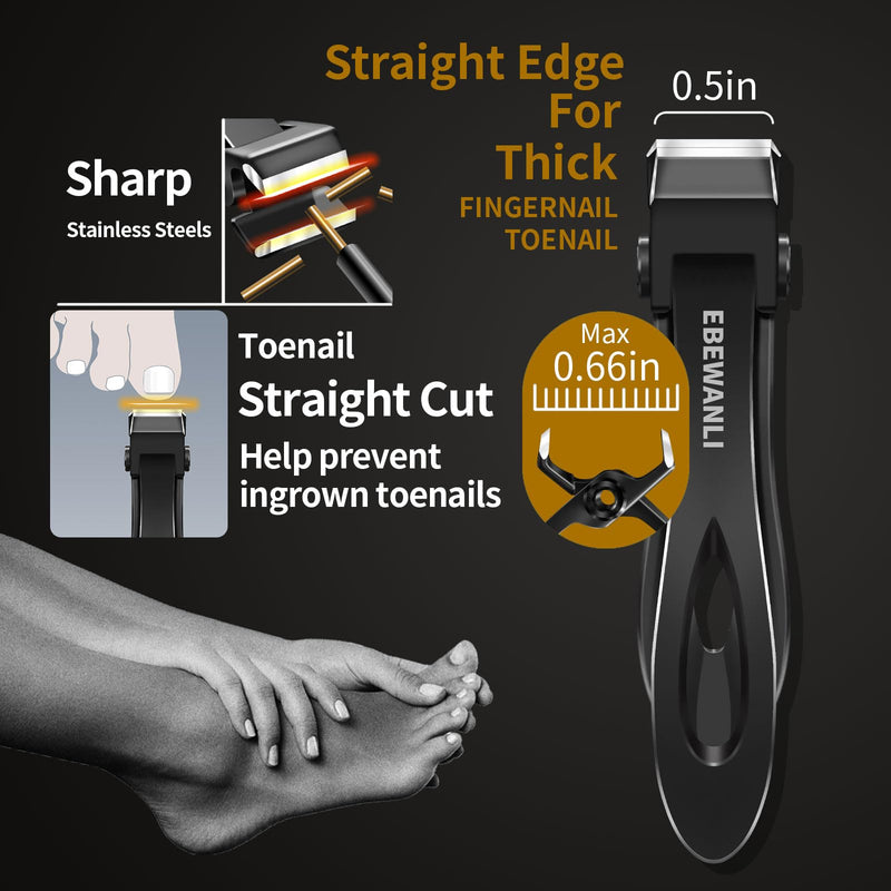EBEWANLI Podiatrist Toenail Clippers for Seniors Thick Toenails, Toe Nail Clippers for Thick Nails for Seniors, Straight Toe Nail Clippers for Men, Ingrown Toenail Clippers and Angled Nail Clipper Set 6PCS-A - BeesActive Australia