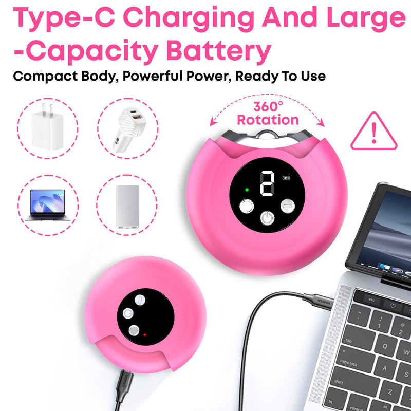 Automatic Nail Clippers for Seniors, 3-in-1 Electric Nail Clipper & Trimmer with LED Light Rechargeable Battery Fingernail Clipper for Adults Fingernail Grinder Electric Polishing for Women & Men Pink