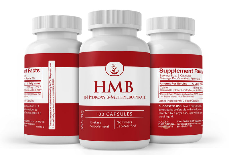 Pure Original Ingredients HMB, (100 Capsules) Always Pure, No Additives or Fillers, Lab Verified 100 Count (Pack of 1)